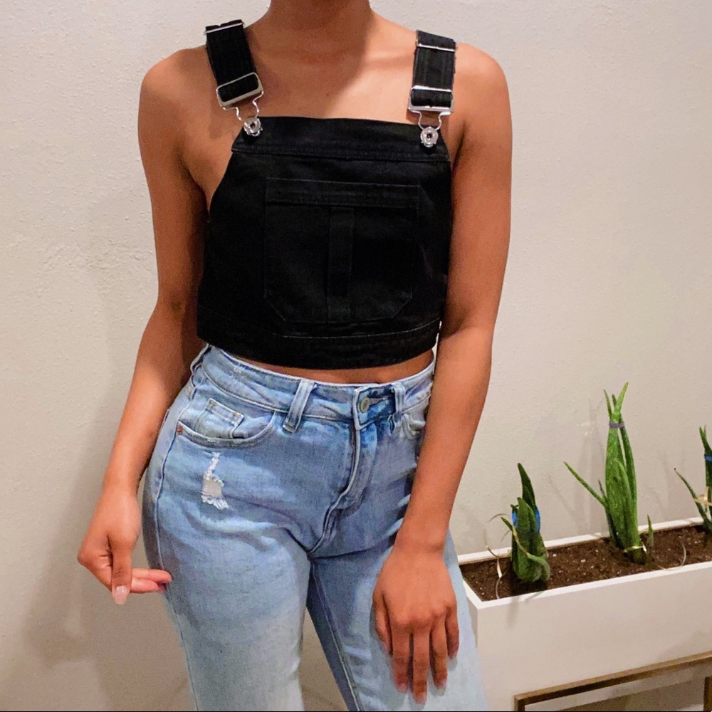 Black Overall Crop Top - Never Worn!
